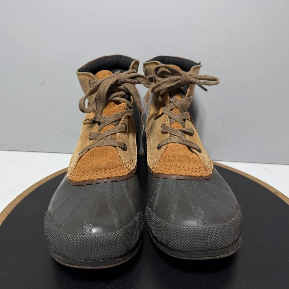 Sorel Cheyanne Lace Duck Boots Men Size‎ 9 Waterproof Leather Tan Brown Gorpcore